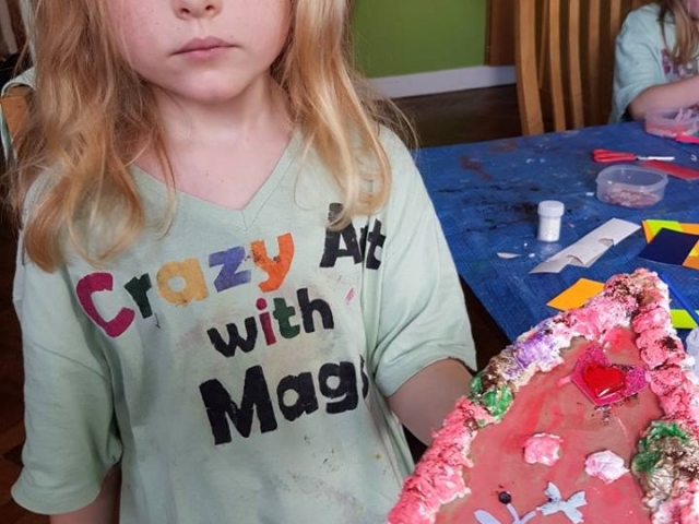 fairy door, paper mache fairy door, fairy, art project for children, art for kids, fairy door to make, art class, summer camp, fairy door painting, crazy art
